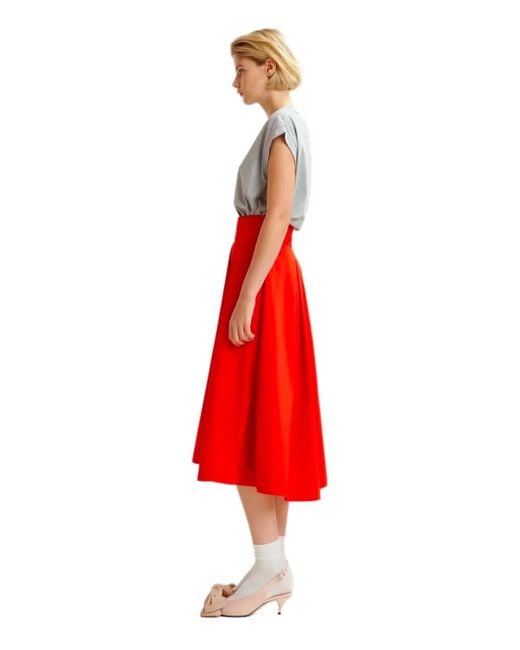 Falda midi hosanna roja Essentiel Antwerp de color Red