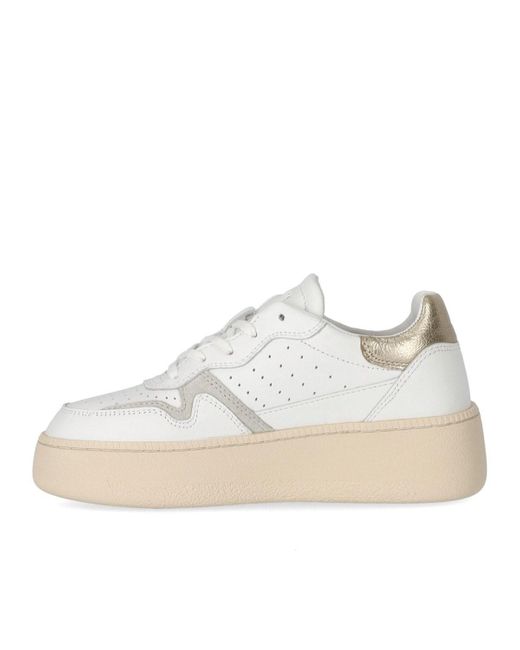 Date Step Calf Platinum Sneaker in het White