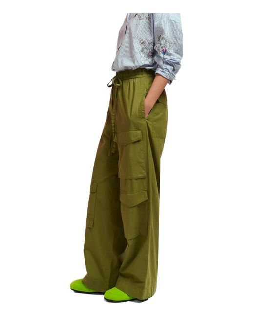 Essentiel Antwerp Green Fopy Khaki Cargo Trousers