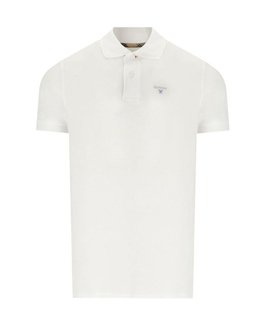 Barbour White Tartan Pique Polo Shirt for men