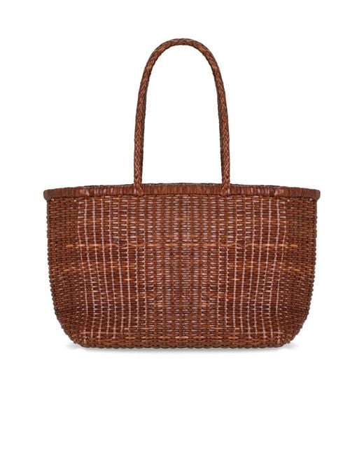 Dragon Diffusion Brown Weave Big Basket Bag