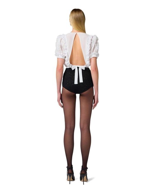 Elisabetta Franchi White Ivory Ruffled Top