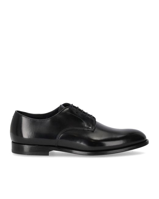 Doucal's Black Derby Horse Lace Up for men