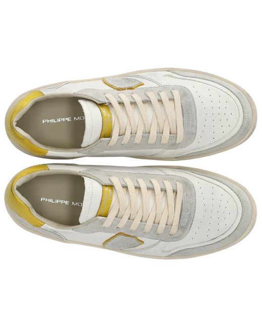 Philippe Model Nice Geel Sneaker in het White voor heren