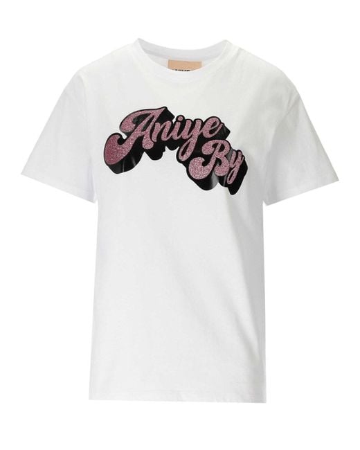 Camiseta meda glitter Aniye By de color White