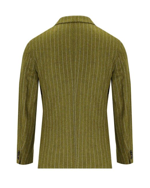 Manuel Ritz Grüne Nadelstreifen-Zweireihige Jacke in Green für Herren