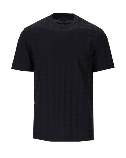 Camiseta pied-de-poule marino Emporio Armani de hombre de color Black