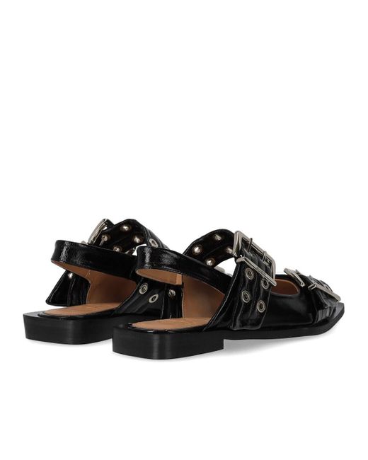 Ganni Black Flat Sandals