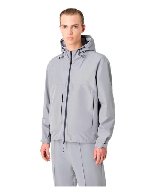 Emporio Armani Gray Travel Essential Hooded Jacket for men