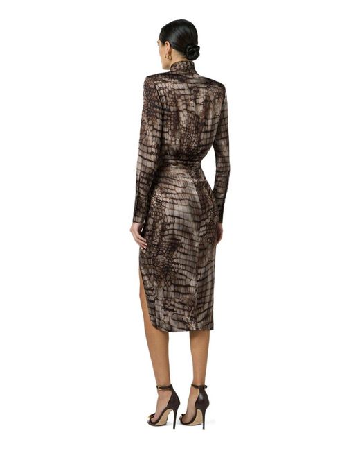 Elisabetta Franchi Brown Alligator Print Dress