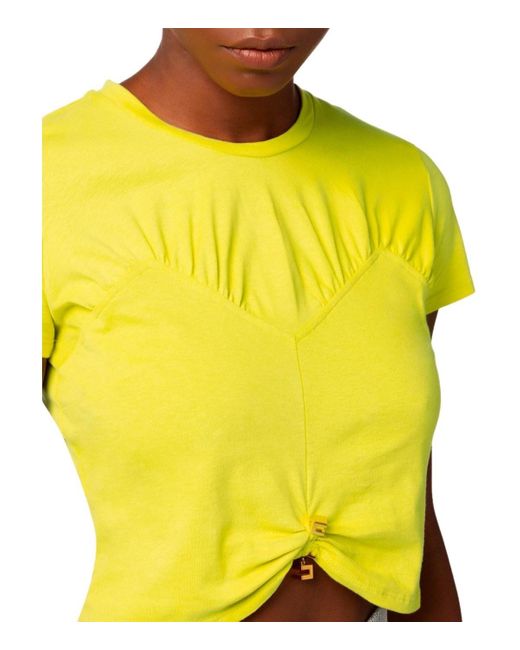Elisabetta Franchi Cedar Cropped T-shirt in het Yellow