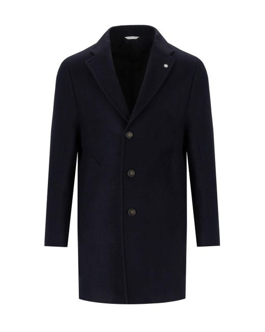 Manuel Ritz Blue Single Breasted Coat for men