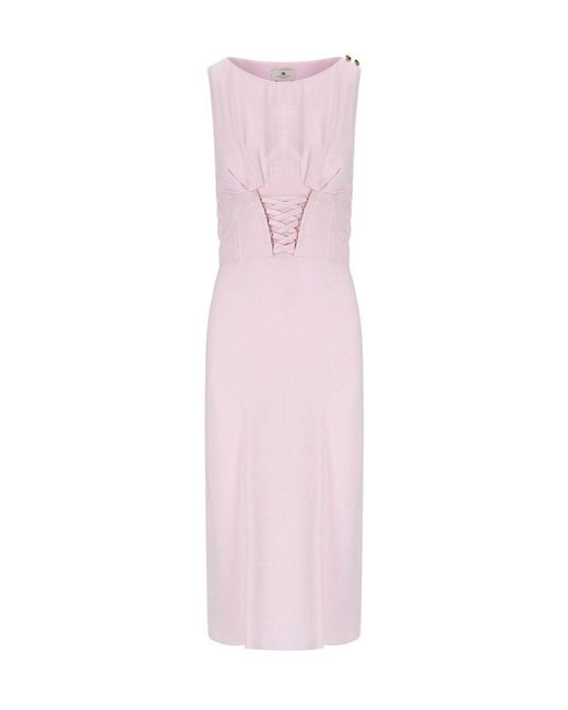 Elisabetta Franchi Pink Quarzo Midi Dress