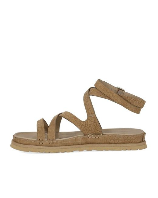 Ugg Brown Goldengaze Embossed Ankle Wrap Mustard Seed Sandal