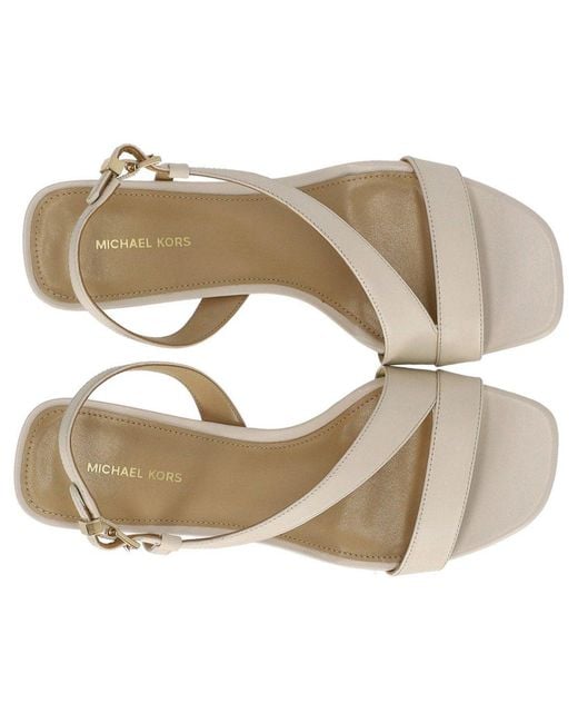Michael Kors Metallic Jaida Kitten Light Cream Heeled Sandal