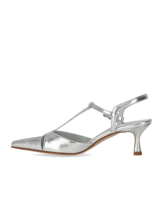 Sergio Levantesi White Edvige silber slingback pumps