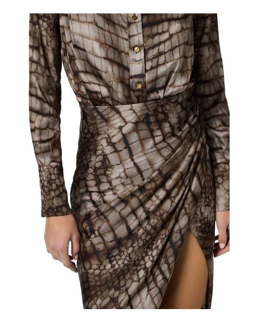 Elisabetta Franchi Brown Alligator Print Dress