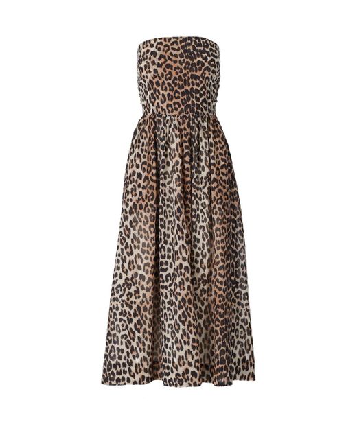 Ganni Brown Leopard-print Band Dress