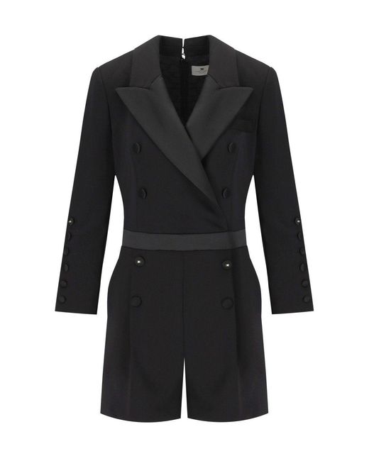 Elisabetta Franchi Black Double-Breasted Jumpsuit