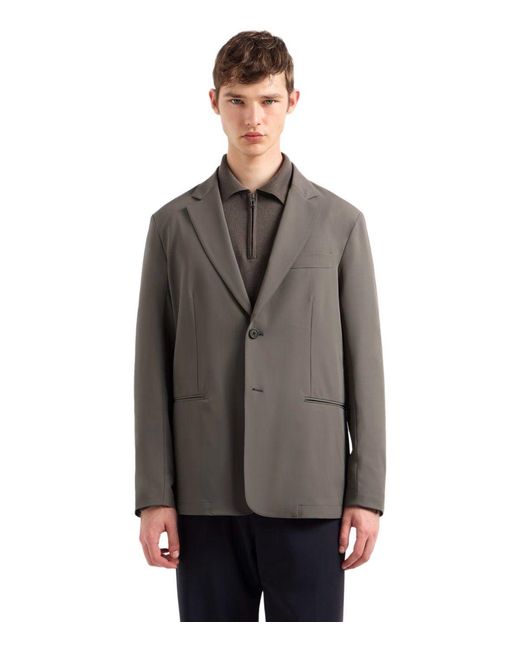 Emporio Armani Green Travel Essential Single-Breasted Jacket for men