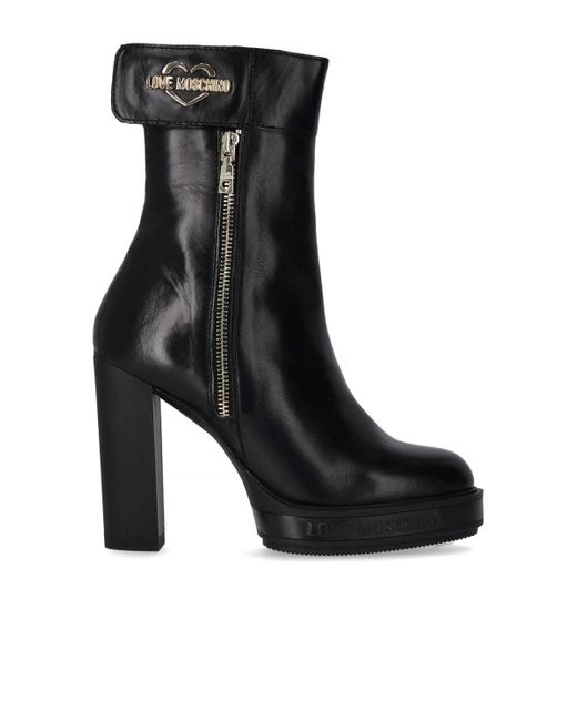 Love Moschino Black Heeled Ankle Boot
