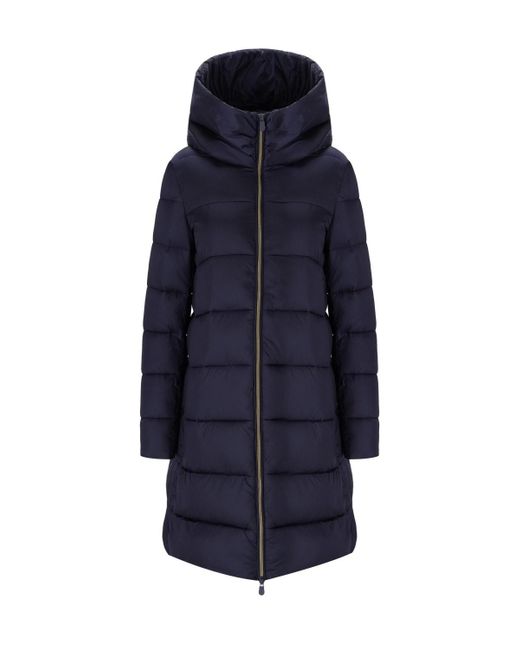 Save The Duck Blue Lysa Long Hooded Padded Jacket