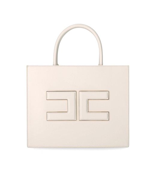 Elisabetta Franchi Natural Butter Handbag With Logo