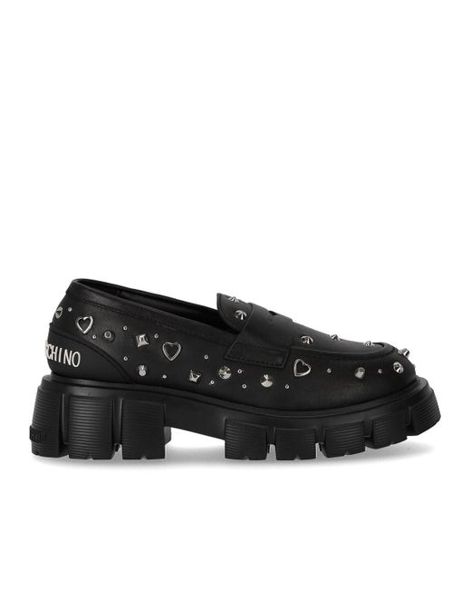 Love Moschino Black Loafer With Studs