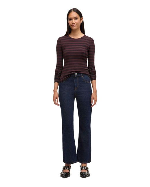 Ganni Blue Betzy Dark Cropped Bootcut Jeans