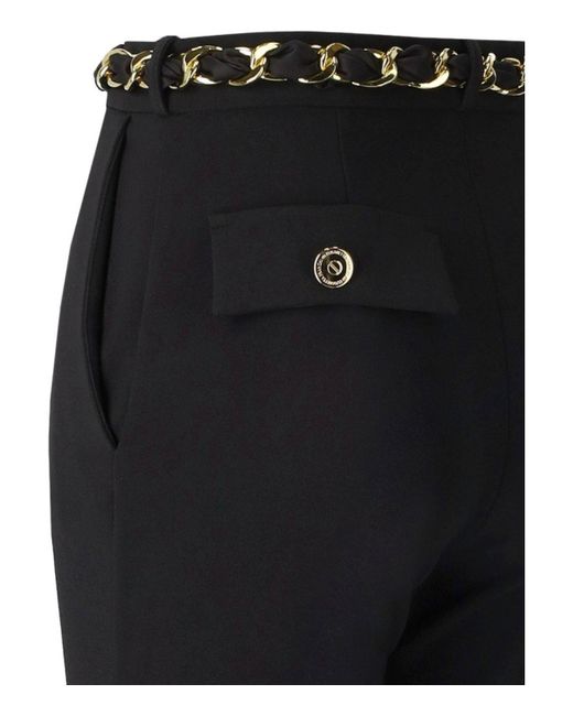 Elisabetta Franchi Black Flare Trousers With Foulard Belt