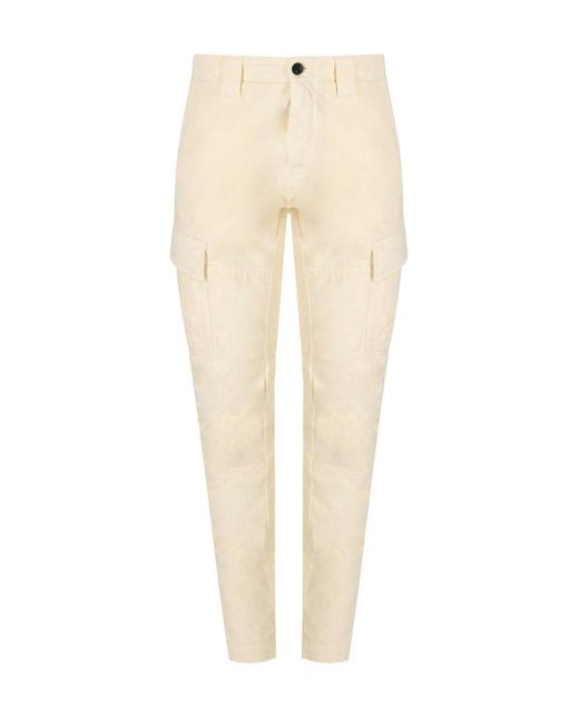 C P Company Natural Stretch Sateen Pistachio Shell Cargo Pants for men