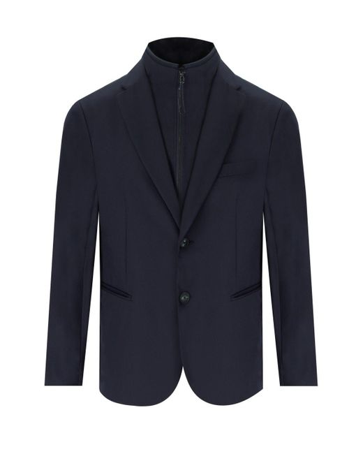 Emporio Armani Blue Travel Essential Single-Breasted Jacket for men