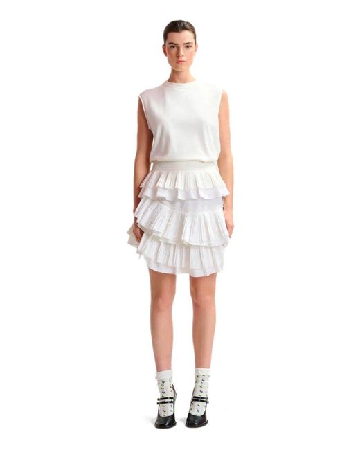 Essentiel Antwerp White Hupaul Mini Skirt