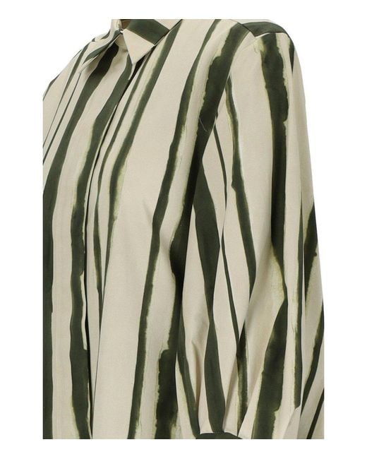 Max Mara Green Falda Cream Shirt Dress