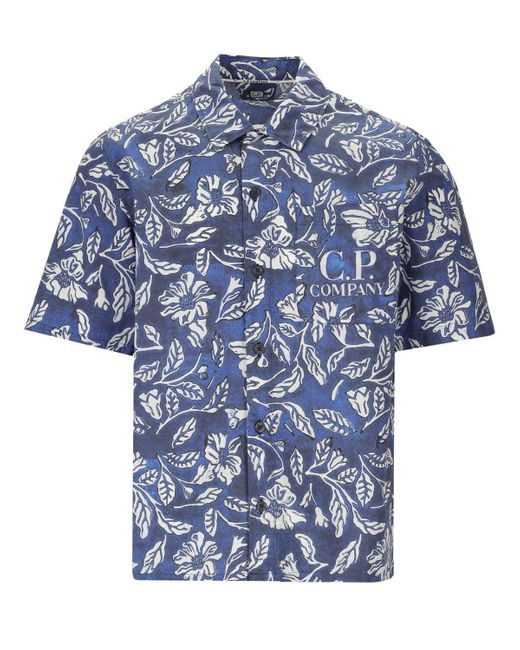 Camisa con flores C P Company de hombre de color Blue