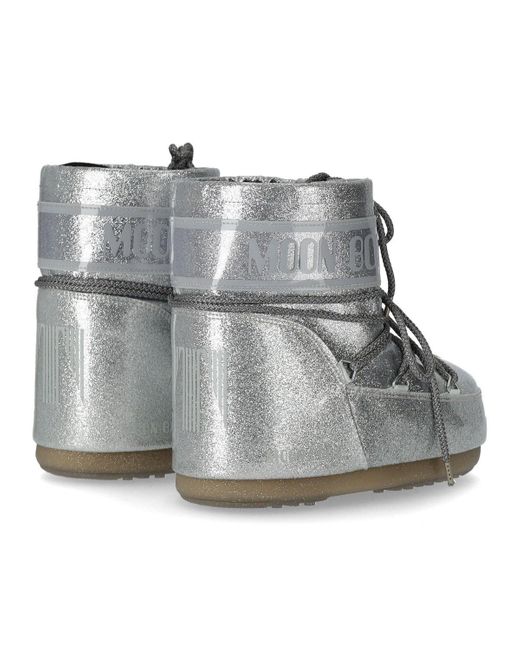 Moon Boot Gray Icon Low Glitter Snow Boot