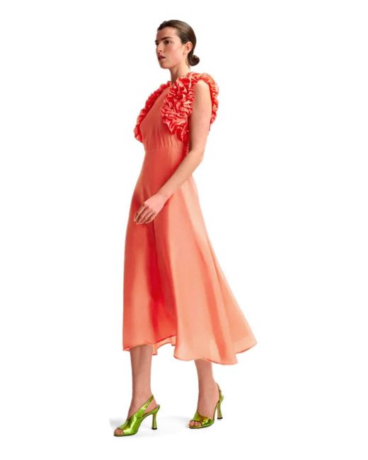Vestido midi hexico coral Essentiel Antwerp de color Red