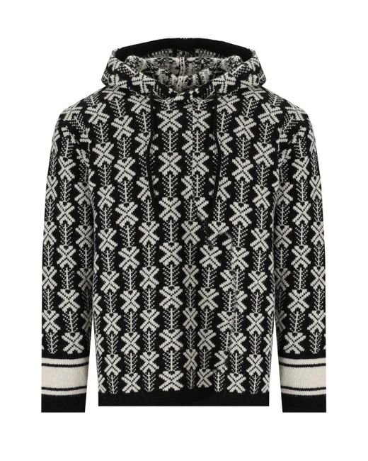 C P Company Black And Jacquard Hooded Jumper for men
