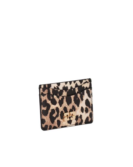 Ganni White Bou Leopard-Print Card Holder