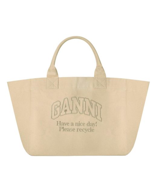 Ganni Natural Canvas Maxi Bag