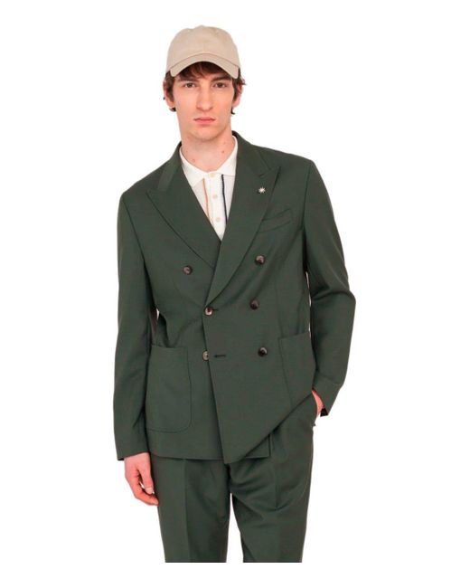 Manuel Ritz Grüner Zweireihiger Anzug in Green für Herren