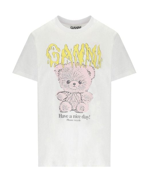 Ganni Teddy White T-shirt
