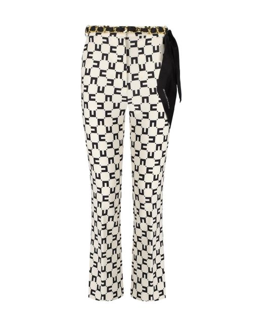 Pantalon flare monogram beurre noir Elisabetta Franchi en coloris White