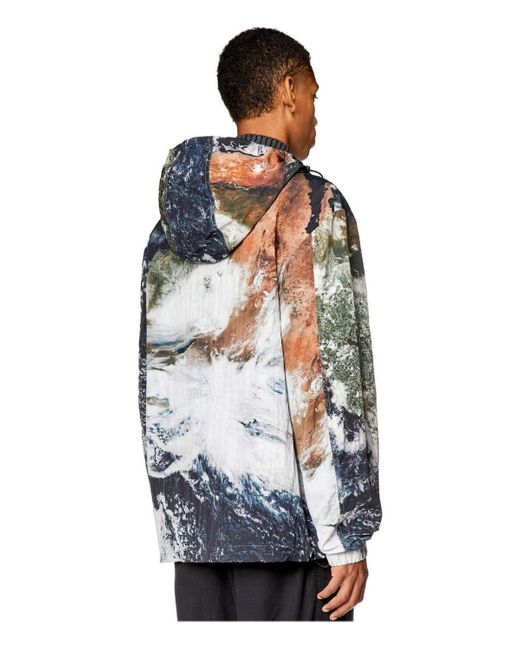 DIESEL Gray J-warrett-print Multicolor Hooded Jacket for men