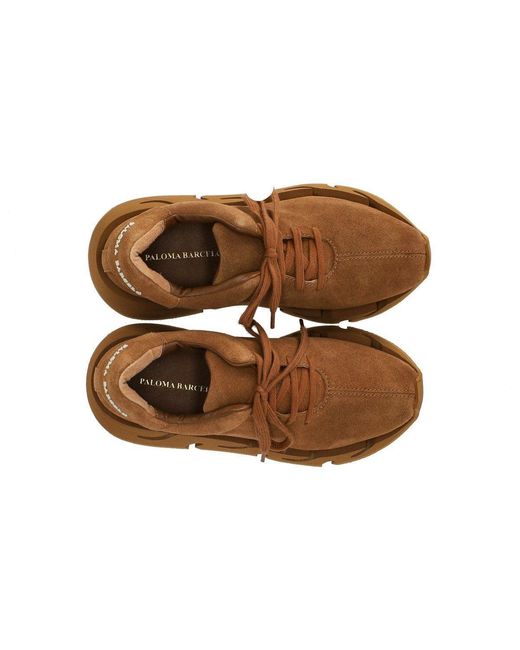 Paloma Barceló Brown Brick Suede Pia Sneakers With Cut-Out Rubber Sole