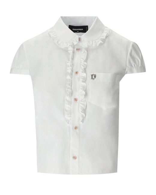 DSquared² Little Ruffled Overhemd in het White