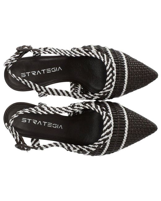Strategia Black Woven Slingback Pump