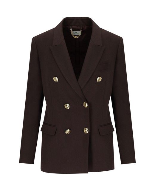 Elisabetta Franchi Black Double Breasted Blazer