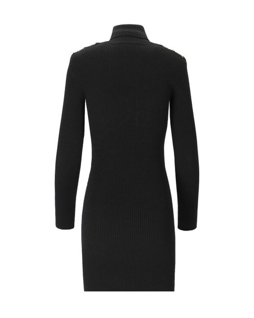 Elisabetta Franchi Black Knitted Turtleneck Dress