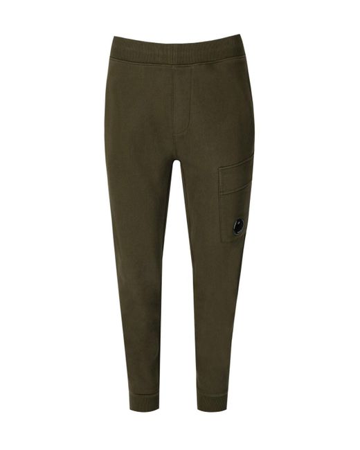 C P Company Green Diagonal Raised Fleece Military Sweatpants for men